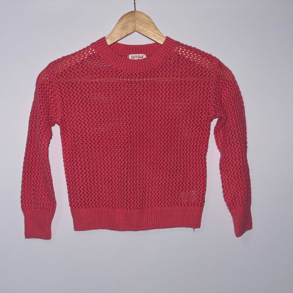 Cat & Jack Girls Pink Knit Pullover Sweater | Size S (6/7)